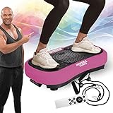Miweba Sports Fitness 2D Vibrationsplatte MV100 | 3 Jahre Garantie - 250 Watt - 3 multidimensionale Vibrationszonen - Oszillierend - Abnehmen - Fettverbrenner - Fitnessgeräte für Zuhause (Pink)*