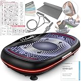 Sportstech 4D Premium Vibrationsplatte | Smart LED I 3 leise Motoren INext-Level Training mit Workout Sitz, Liegestützgriffe etc I Color Touch Display + Bluetooth I Fitness & Yoga für Zuhause |VP500