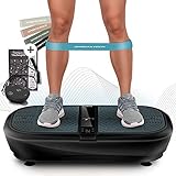 Sportstech 3D Power Vibrationsplatte VP300 Fett verlieren + Fitnesstraining für Zuhause | Bluetooth Lautsprecher + Riesige Fläche, Ultra leiser Dual-Motor | 5 Fitness-Bänder Extra + Remote & Poster